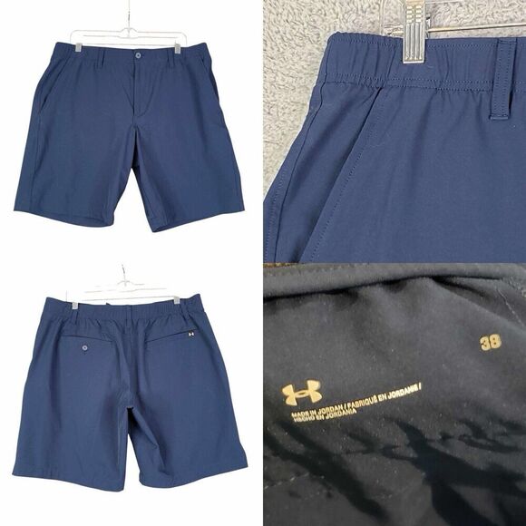 Under Armour UA Mens Size 38 Tech Golf Chino Flat Front Shorts Solid Blue - Picture 1 of 7